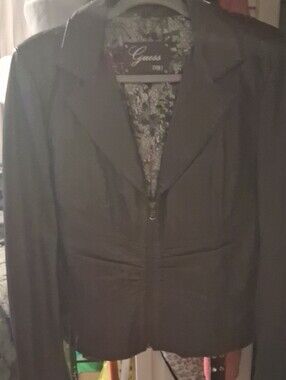 GUESS Black Women's Zip-Front Blazer Jacket